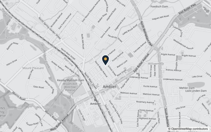 Map showing our location at 113 Forest Ave, Ambler, PA 19002